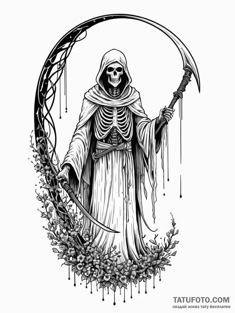 Tattoo sketch, reaper of data souls, a styliz... - эскиз тату (№1752504092_0, 14.07.2025 14:41) — Tatufoto.com