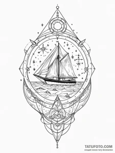 Tattoo sketch, yacht deck, holographic stars,... - эскиз тату (№1752504263_0, 14.07.2025 14:44) — Tatufoto.com