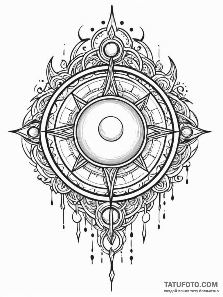 Tattoo sketch, radiant orb of protection, a s... - эскиз тату (№1752504434_0, 14.07.2025 14:47) — Tatufoto.com