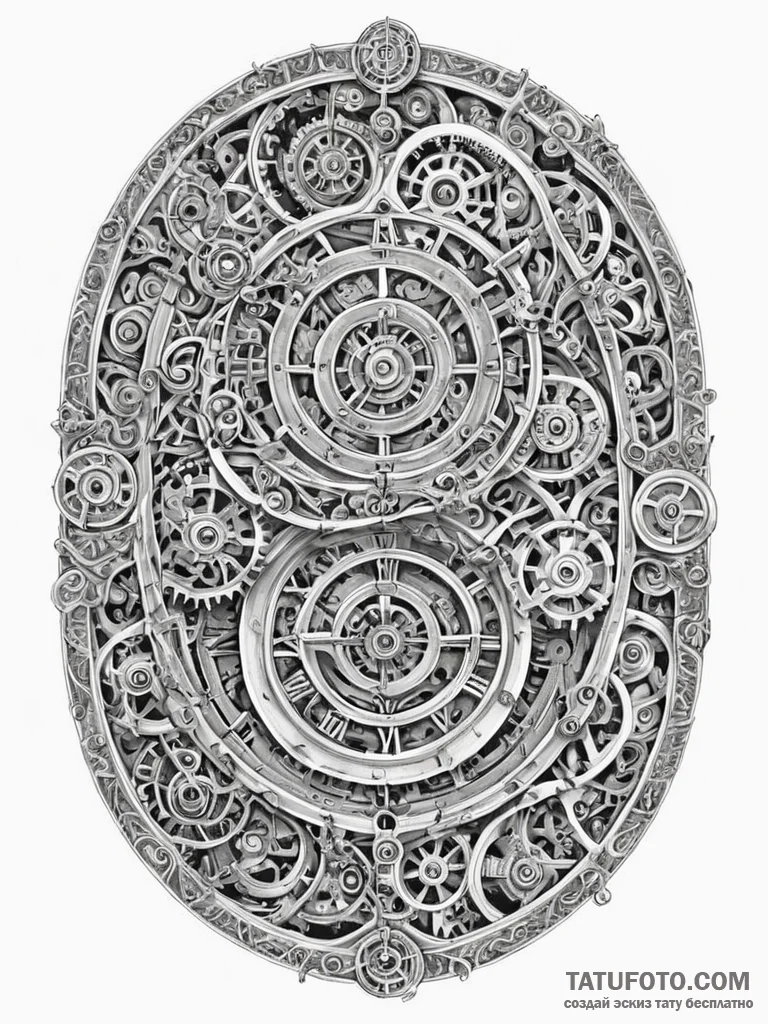 Tattoo sketch, labyrinth of time, a complex,... - эскиз тату (№1752504948_0, 14.07.2025 14:55) — Tatufoto.com