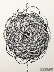 Tattoo sketch, cosmic yarn ball: a tangled ba... - эскиз тату (№1752505377_0, 14.07.2025 15:02) — Tatufoto.com