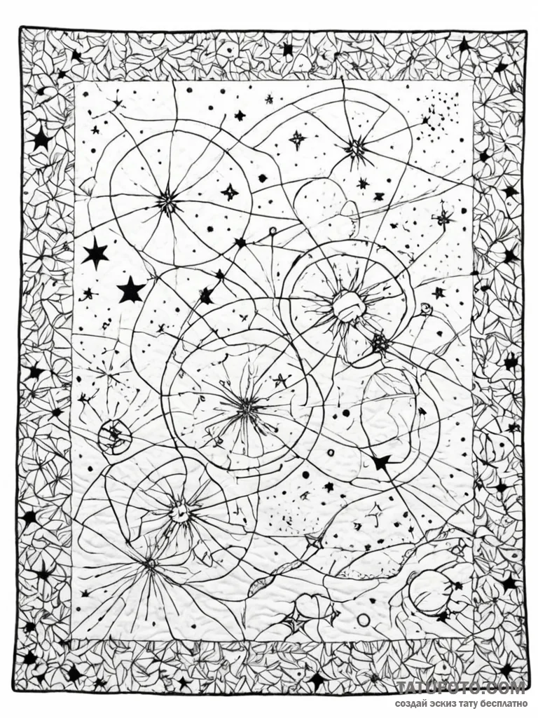 Tattoo sketch, quilted cosmos blanket, a vast... - эскиз тату (№1752505547_0, 14.07.2025 15:05) — Tatufoto.com