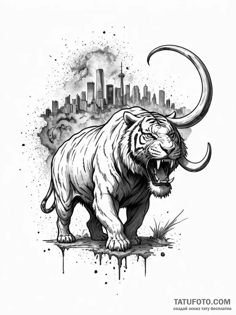 Tattoo sketch, echoes of extinction, a beauti... - эскиз тату (№1752505712_0, 14.07.2025 15:08) — Tatufoto.com