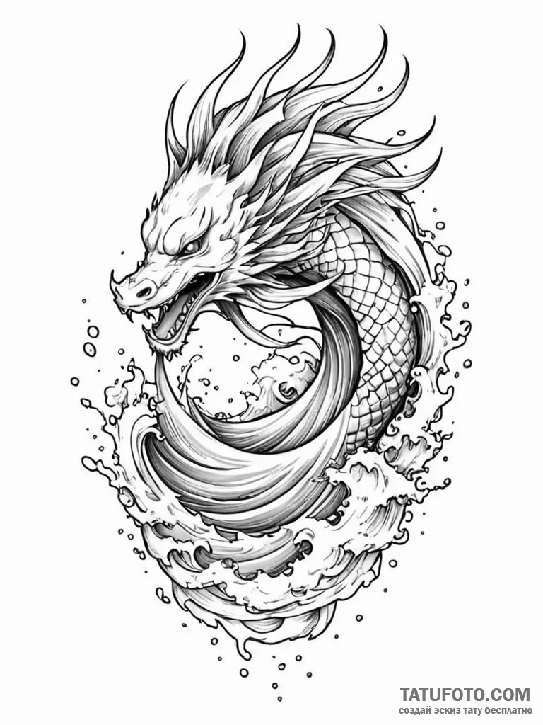 Tattoo sketch, pixelated ocean wave, a powerf... - эскиз тату (№1752505890_0, 14.07.2025 15:11) — Tatufoto.com