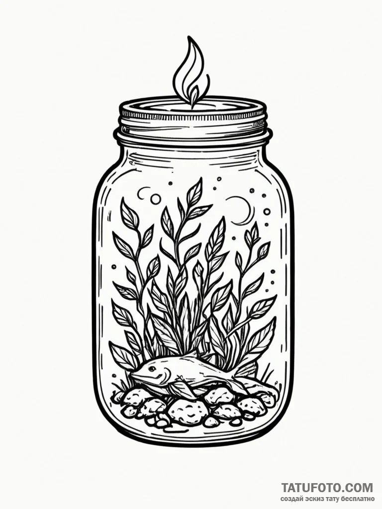 Tattoo sketch, jar of ideas, a simple glass j… — эскиз тату (№1752505976_0, 14.07.2025 15:12) — Tatufoto.com