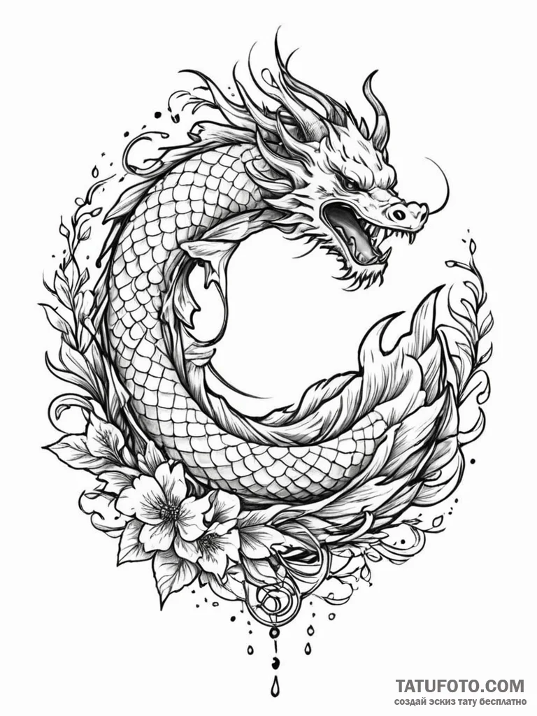 Tattoo sketch, young sprout, yawning portal,... - эскиз тату (№1752506317_0, 14.07.2025 15:18) — Tatufoto.com