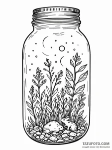 Tattoo sketch, jar of ideas, a simple glass j... - эскиз тату (№1752506573_0, 14.07.2025 15:22) — Tatufoto.com