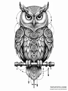Tattoo sketch, knowledge keeper owl, biometri... - эскиз тату (№1752506658_0, 14.07.2025 15:24) — Tatufoto.com