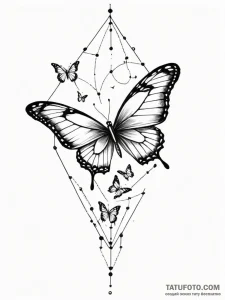 Tattoo sketch, numbered butterfly migration,... - эскиз тату (№1752506829_0, 14.07.2025 15:27) — Tatufoto.com