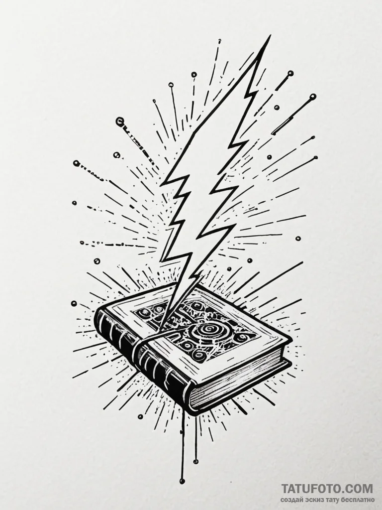 Tattoo sketch, thunderclap of innovation, a d... - эскиз тату (№1752507083_0, 14.07.2025 15:31) — Tatufoto.com