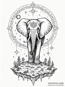 Tattoo sketch, existential elephant, a majest... - эскиз тату (№1752507168_0, 14.07.2025 15:32) — Tatufoto.com