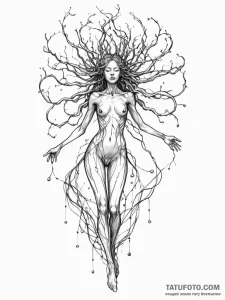 Tattoo sketch, neural net nymph, a delicate,... - эскиз тату (№1752507255_0, 14.07.2025 15:34) — Tatufoto.com