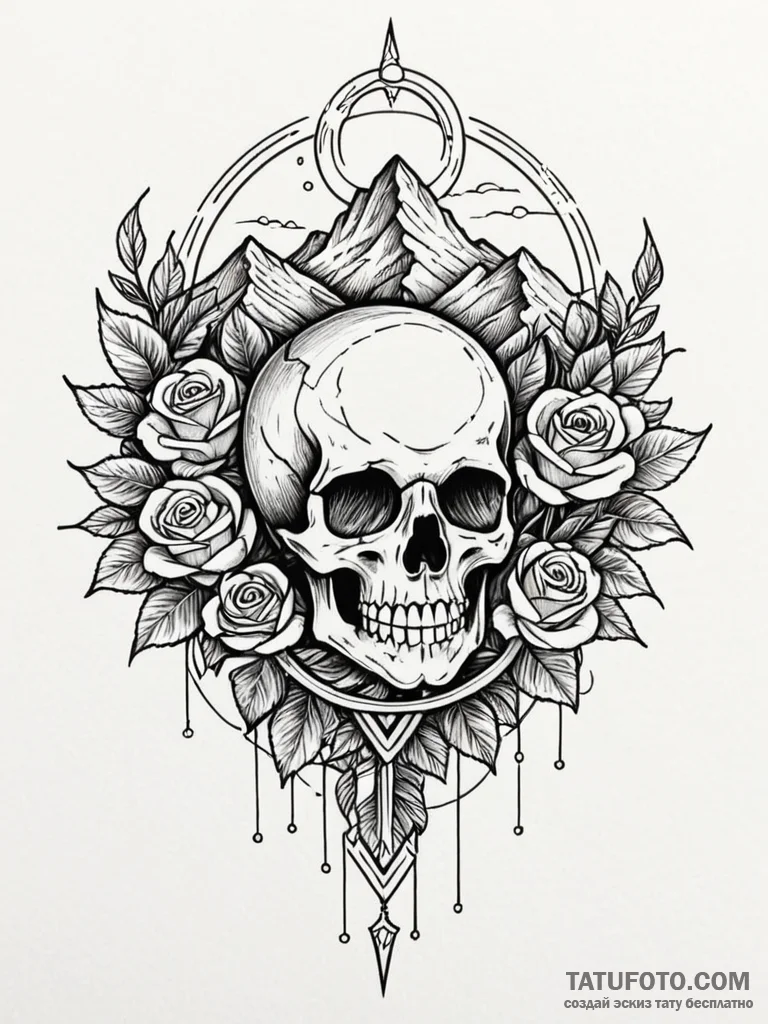Tattoo sketch, cloud computing landscape: a s... - эскиз тату (№1752507339_0, 14.07.2025 15:35) — Tatufoto.com