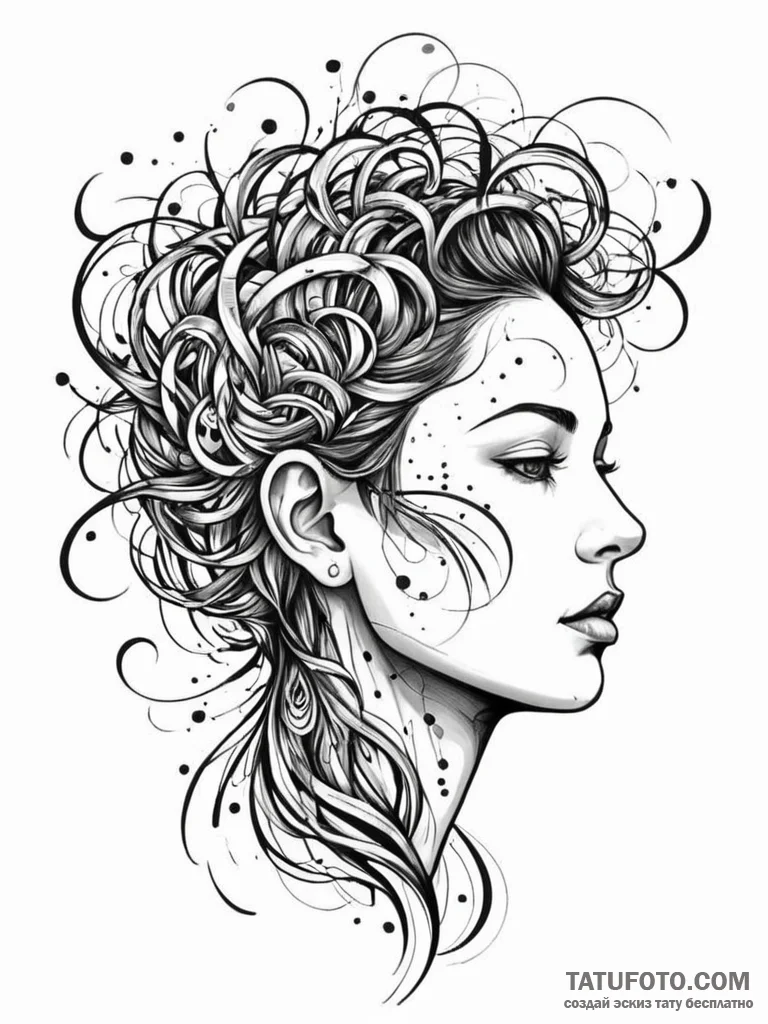 Tattoo sketch, particle trail of thought, a s... - эскиз тату (№1752507426_0, 14.07.2025 15:37) — Tatufoto.com