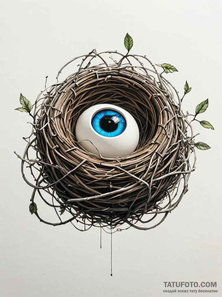 Tattoo sketch, empty nest of innovation, a be... - эскиз тату (№1752507511_0, 14.07.2025 15:38) — Tatufoto.com