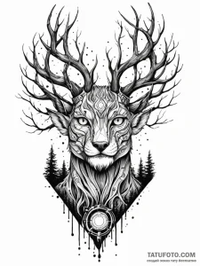 Tattoo sketch, woodland guardian, circuit bar... - эскиз тату (№1752508027_0, 14.07.2025 15:47) — Tatufoto.com