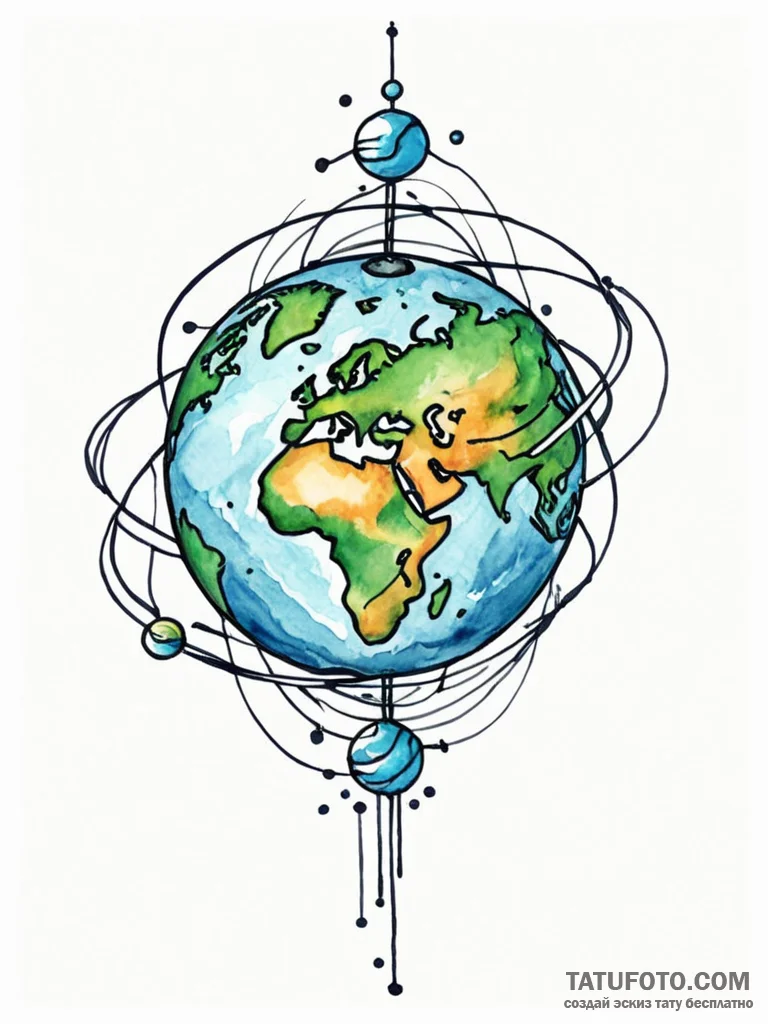 Tattoo sketch, earth's digital heartbeat, a s... - эскиз тату (№1752508112_0, 14.07.2025 15:48) — Tatufoto.com