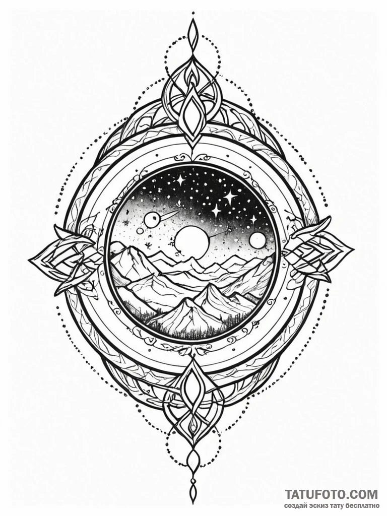 Tattoo sketch, locket of infinite universes,... - эскиз тату (№1752508626_0, 14.07.2025 15:57) — Tatufoto.com
