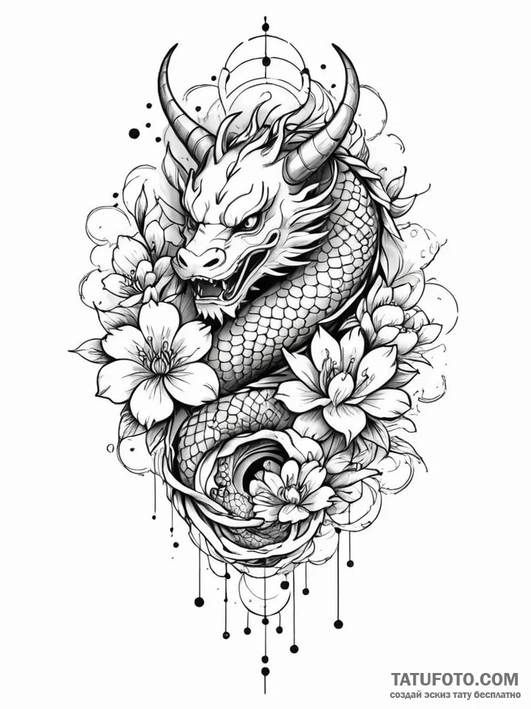 Tattoo sketch, internet of things bloom, a de… — эскиз тату (№1752508712_0, 14.07.2025 15:58) — Tatufoto.com