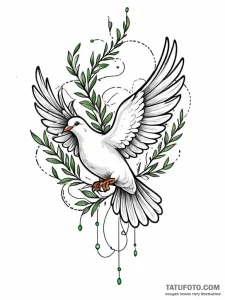 Tattoo sketch, digital dove of peace, a seren... - эскиз тату (№1752508797_0, 14.07.2025 15:59) — Tatufoto.com