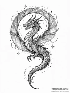 Tattoo sketch, cosmic dragon scale: a single,... - эскиз тату (№1752508881_0, 14.07.2025 16:01) — Tatufoto.com