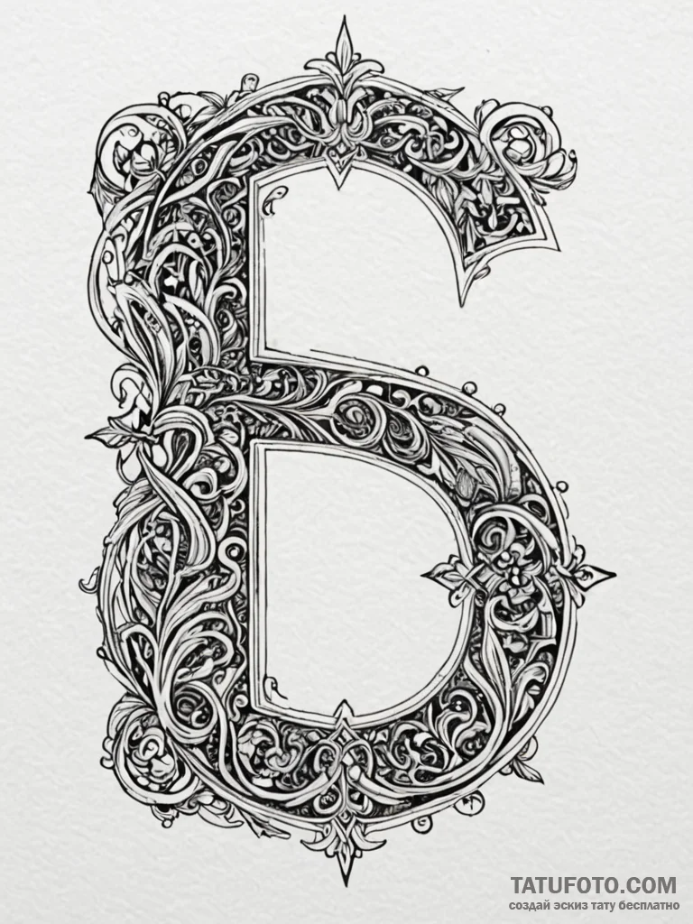Tattoo sketch, illuminated manuscript, digita... - эскиз тату (№1752509052_0, 14.07.2025 16:04) — Tatufoto.com