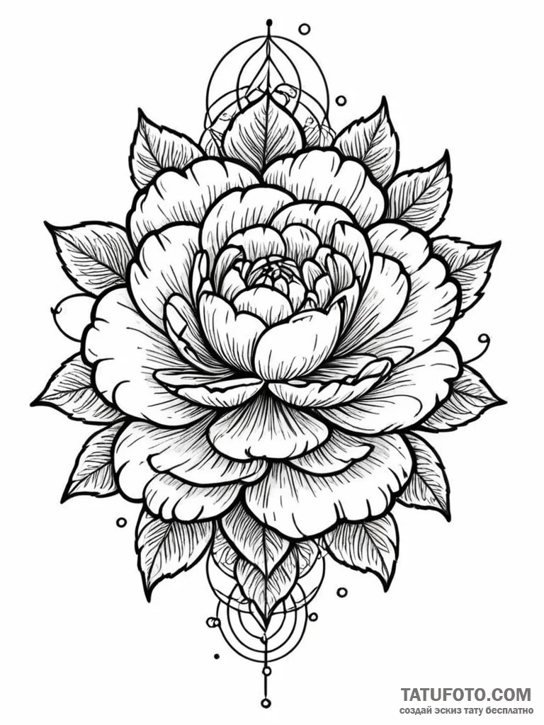 Tattoo sketch, petal-patterned processor, a d... - эскиз тату (№1752509224_0, 14.07.2025 16:07) — Tatufoto.com