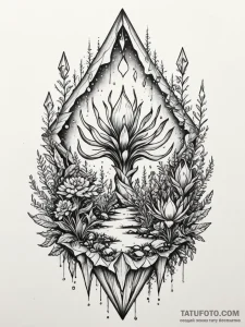 Tattoo sketch, xenobiotic crystal garden, a c... - эскиз тату (№1752509309_0, 14.07.2025 16:08) — Tatufoto.com