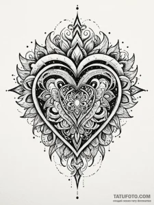 Tattoo sketch, kaleidoscope heart, a human he... - эскиз тату (№1752509394_0, 14.07.2025 16:09) — Tatufoto.com