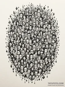 Tattoo sketch, crowd of individual pixels: a... - эскиз тату (№1752509480_0, 14.07.2025 16:11) — Tatufoto.com