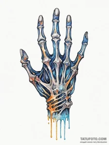 Tattoo sketch, illuminated skeletal hand, a d... - эскиз тату (№1752509652_0, 14.07.2025 16:14) — Tatufoto.com