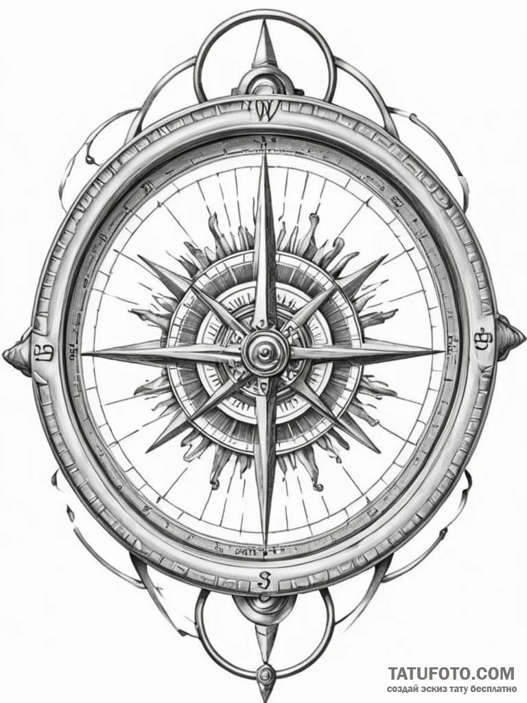 Tattoo sketch, temporal compass, reality’s ha… — эскиз тату (№1752509737_0, 14.07.2025 16:15) — Tatufoto.com