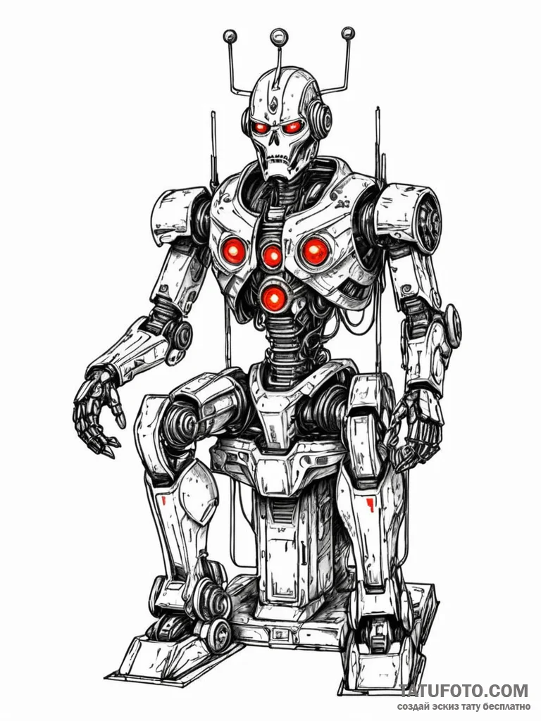 Tattoo sketch, usurper robot king, a powerful... - эскиз тату (№1752510250_0, 14.07.2025 16:24) — Tatufoto.com