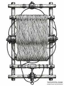 Tattoo sketch, weaving loom, time threads, an... - эскиз тату (№1752510846_0, 14.07.2025 16:34) — Tatufoto.com