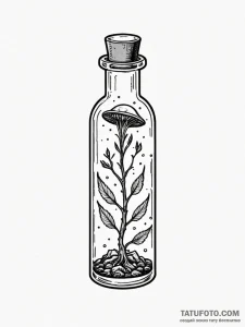 Tattoo sketch, xeno-botanist's vial, a clear... - эскиз тату (№1752511188_0, 14.07.2025 16:39) — Tatufoto.com