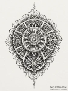 Tattoo sketch, glimmering gear flower, a deli... - эскиз тату (№1752511274_0, 14.07.2025 16:41) — Tatufoto.com