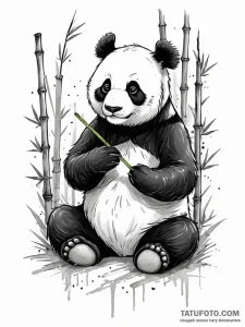 Tattoo sketch, pensive panda, data bamboo, a... - эскиз тату (№1752511787_0, 14.07.2025 16:49) — Tatufoto.com