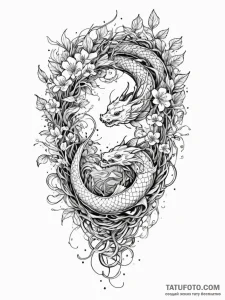 Tattoo sketch, undergrowth of data vines, a d... - эскиз тату (№1752512467_0, 14.07.2025 17:01) — Tatufoto.com