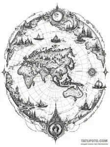 Tattoo sketch, mystical map, shifting realiti... - эскиз тату (№1752512638_0, 14.07.2025 17:03) — Tatufoto.com
