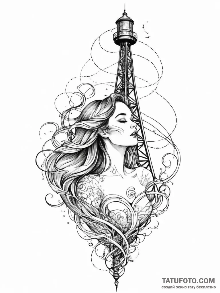 Tattoo sketch, singing siren of the signal to... - эскиз тату (№1752512724_0, 14.07.2025 17:05) — Tatufoto.com