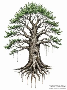 Tattoo sketch, yew tree of yielding wisdom, a... - эскиз тату (№1752513066_0, 14.07.2025 17:11) — Tatufoto.com