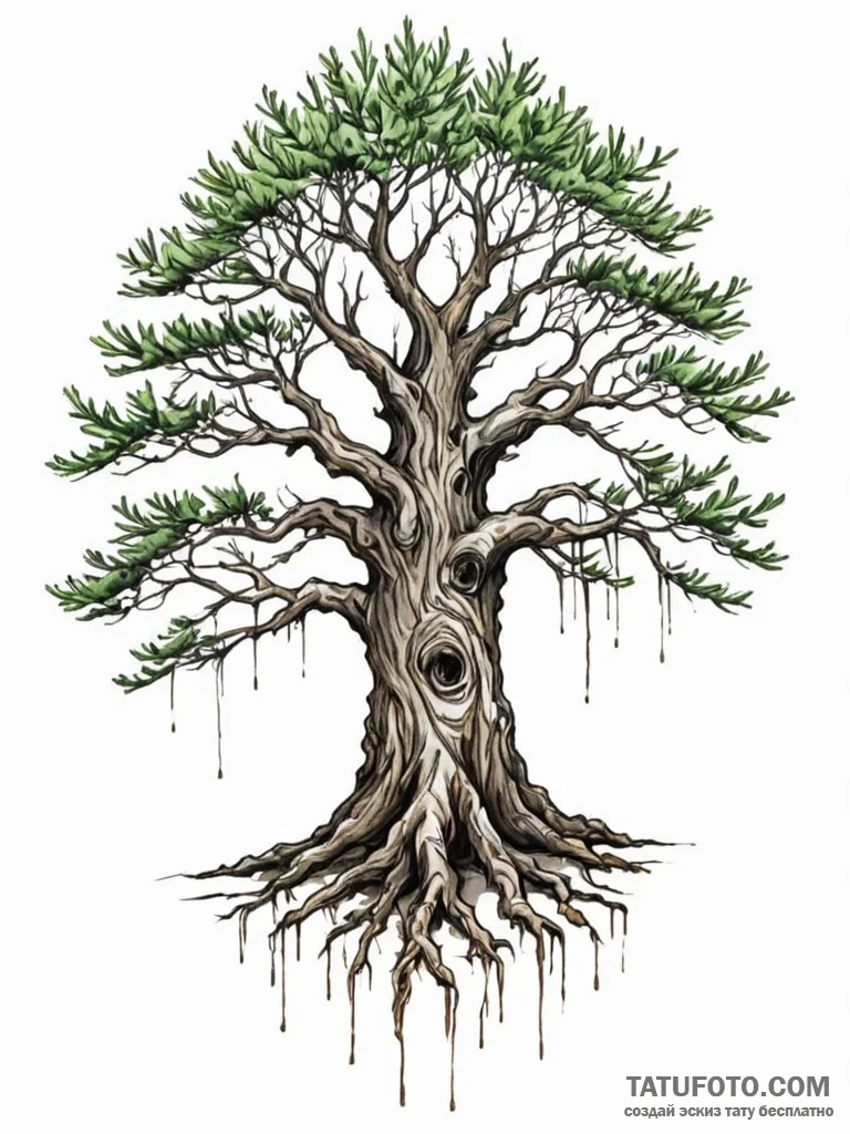 Tattoo sketch, yew tree of yielding wisdom, a... - эскиз тату (№1752513066_0, 14.07.2025 17:11) — Tatufoto.com