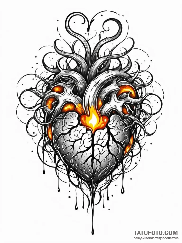 Tattoo sketch, molten core of creativity, a s... - эскиз тату (№1752513408_0, 14.07.2025 17:16) — Tatufoto.com