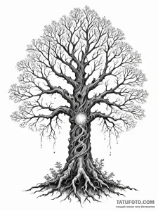 Tattoo sketch, fractal forest sentinel, a gra... - эскиз тату (№1752513580_0, 14.07.2025 17:19) — Tatufoto.com