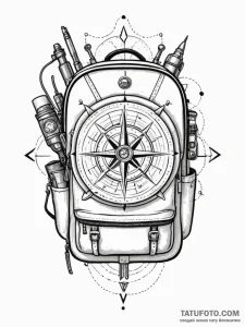 Tattoo sketch, backpack filled with adventuro... - эскиз тату (№1752513665_0, 14.07.2025 17:21) — Tatufoto.com