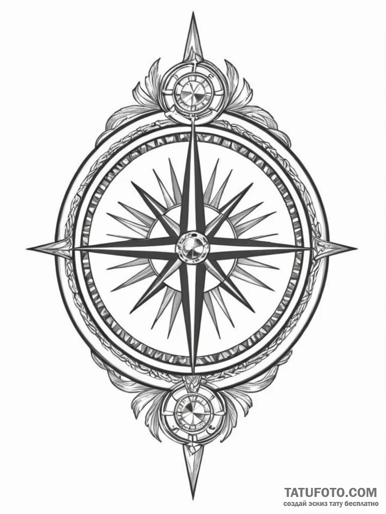 Tattoo sketch, zircon compass, guiding light,... - эскиз тату (№1752513751_0, 14.07.2025 17:22) — Tatufoto.com