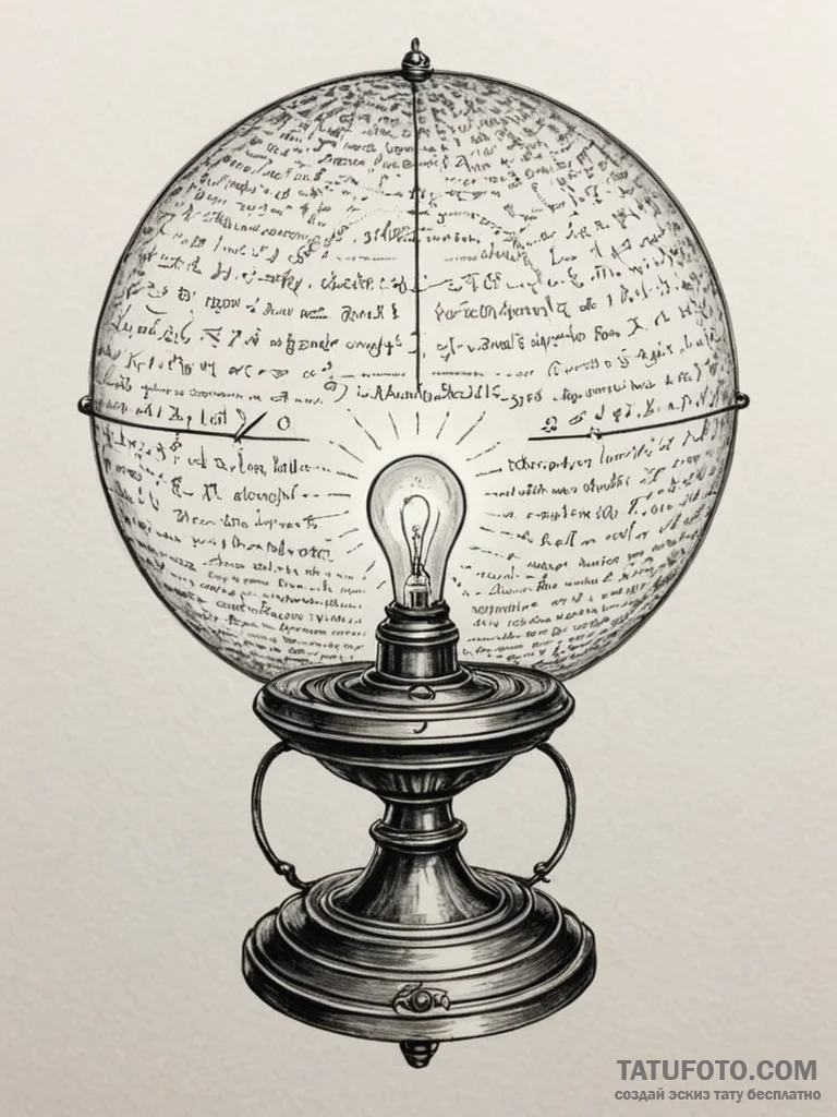 Tattoo sketch, silent scholar's lamp, hologra... - эскиз тату (№1752514007_0, 14.07.2025 17:26) — Tatufoto.com