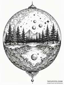 Tattoo sketch, layered reality orb, a transpa... - эскиз тату (№1752514092_0, 14.07.2025 17:28) — Tatufoto.com