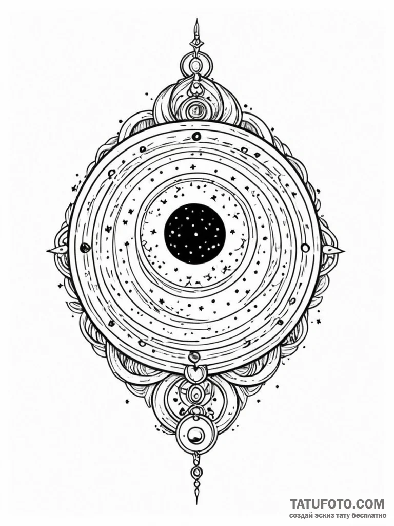 Tattoo sketch, locket of cosmic memory, an el... - эскиз тату (№1752514814_0, 14.07.2025 17:40) — Tatufoto.com