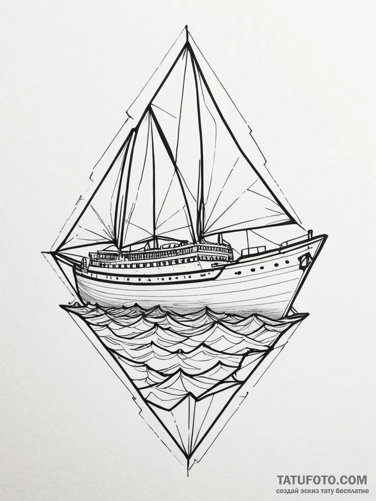 Tattoo sketch, origami ocean liner, a delicat... - эскиз тату (№1752515071_0, 14.07.2025 17:44) — Tatufoto.com